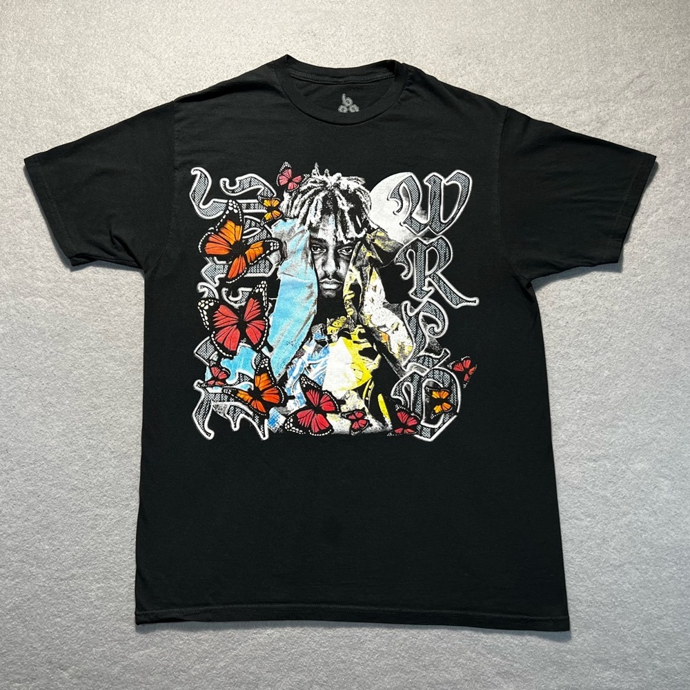 Juice WRLD T-Shirt Men’s Large Black Graphic Butterflies Hip Hop Rap